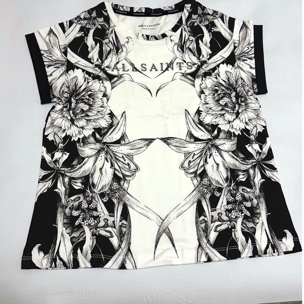 AllSaints smALLSAINTS Girls Pattie Floral Embroidered Cotton T-Shirt Size 8-9Y